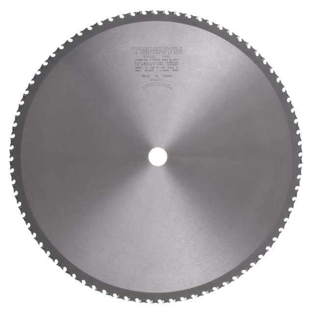 12" dia. 80 teeth 1" arbor Tenryu Steel P Select for Steel Carbide Tipped Saw Blade, 2000 rpm